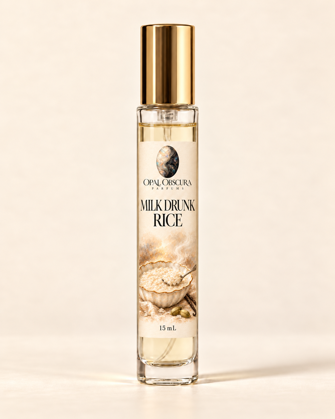 Milk Drunk Rice 15 mL gold-capped perfume spray