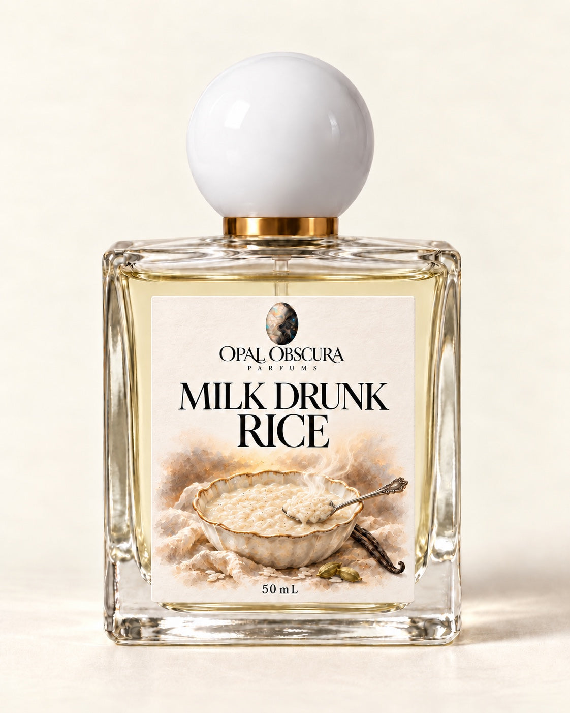 Milk Drunk Rice 50 mL bottle with rice pudding illustration