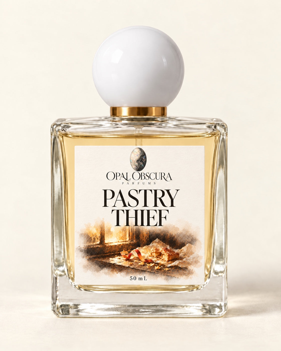 pastry thief 50ml perfume bottle with engraved opal logo