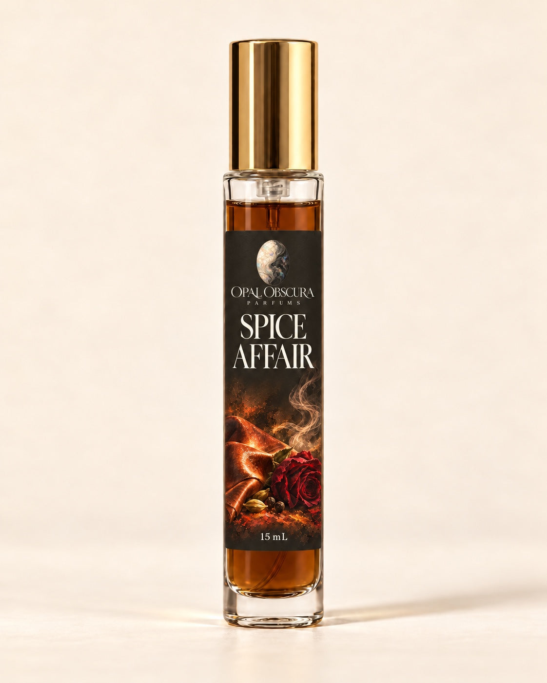 spice affair 15ml perfume bottle with engraved opal logo